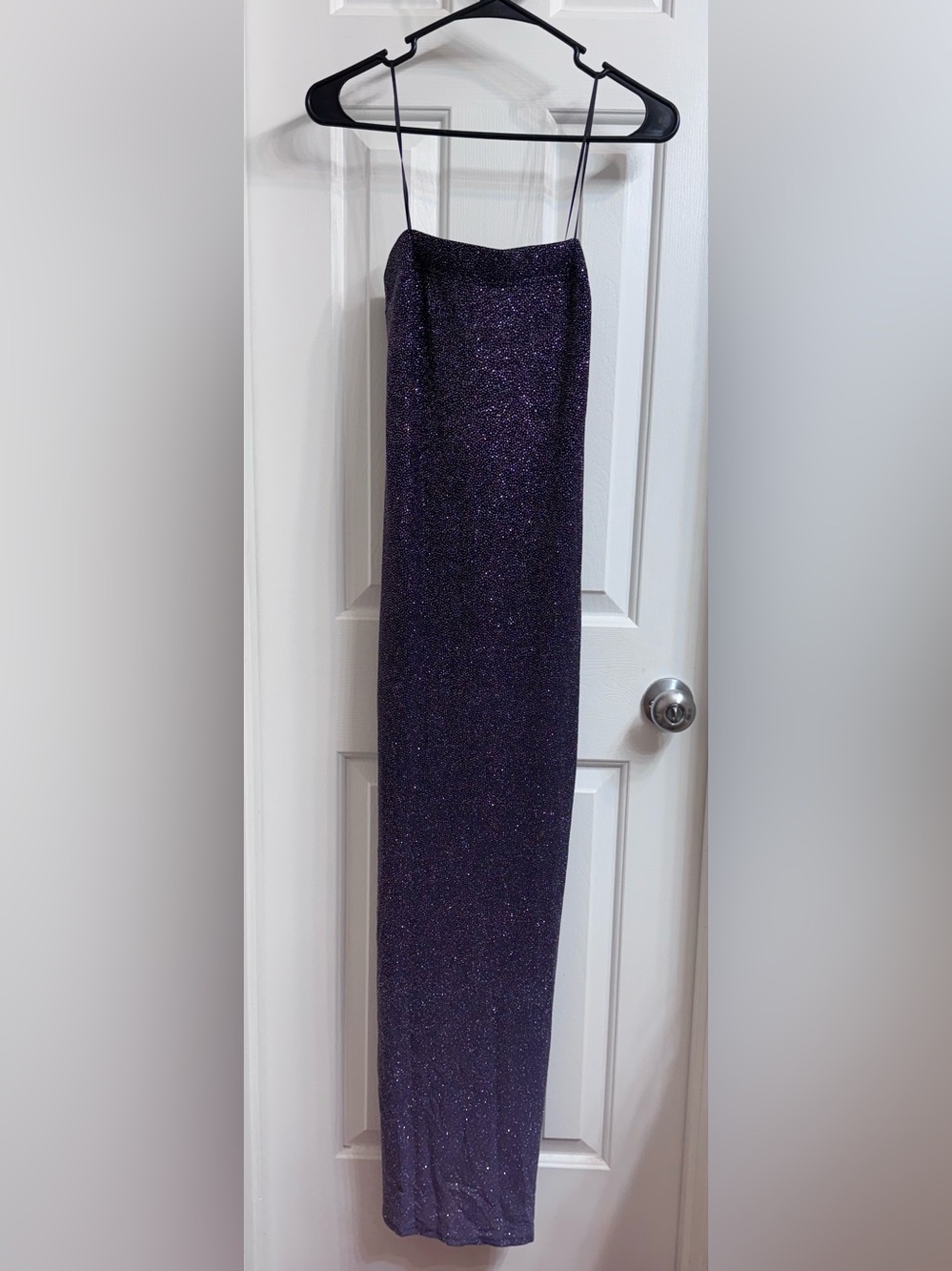 Vintage Jody California Sparkling Ombré Metallic Purple Strapless Gown, Size 7/8